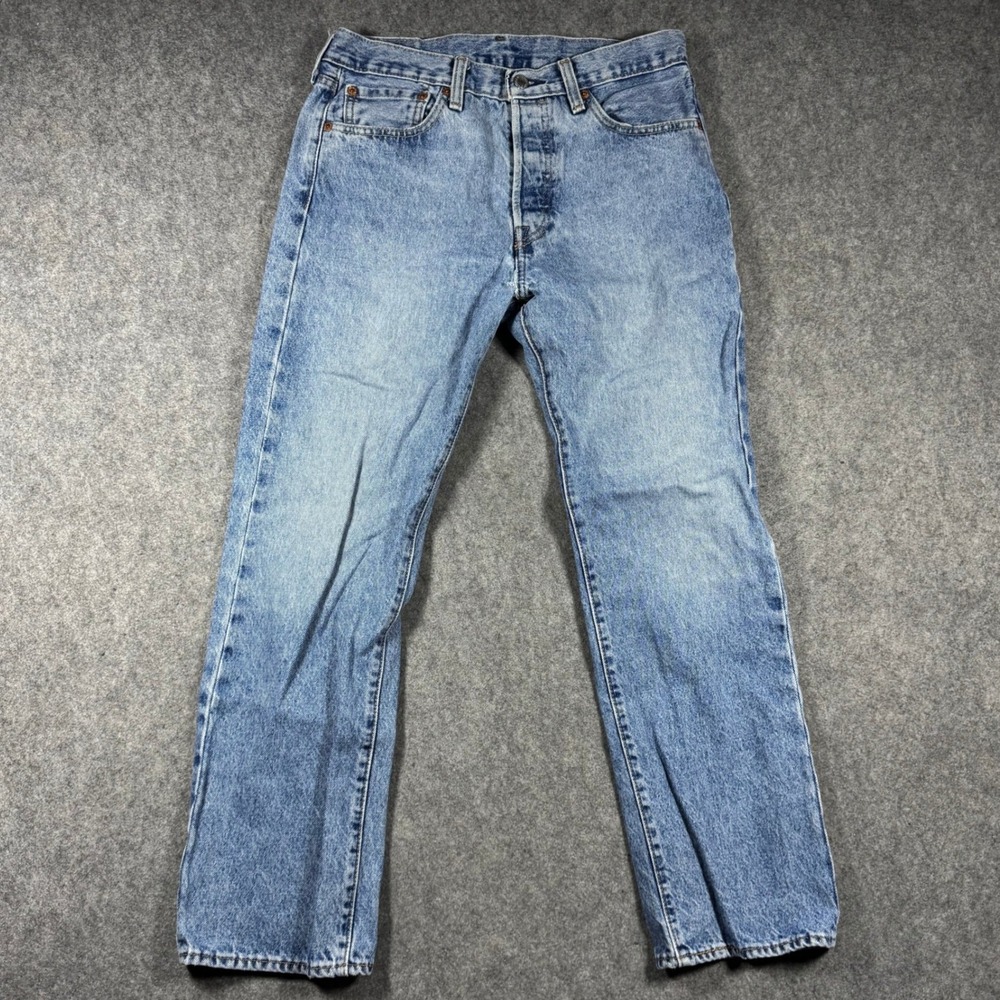 Levis 501 Original Fit Mens Light Wash Blue Straight Leg‎ Jeans 31x27 Premium